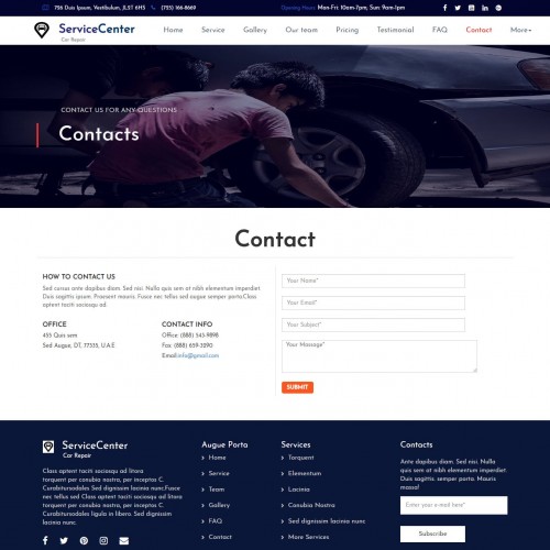 Automobile Company Contact Page