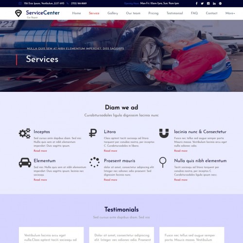 Vehicle Service Responsive Page