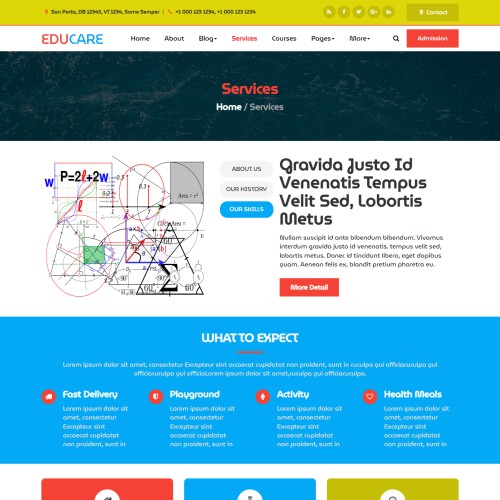 Education provider services page web design