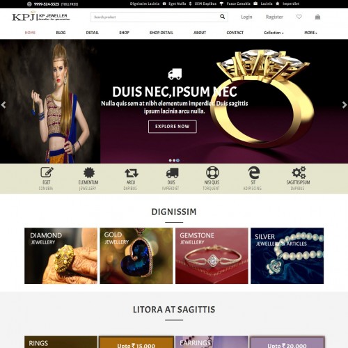 Stunning Jewelry Website Template Home Page