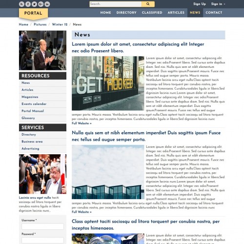 Business news portal template bootstrap page