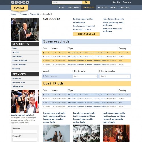 business directory website template classified