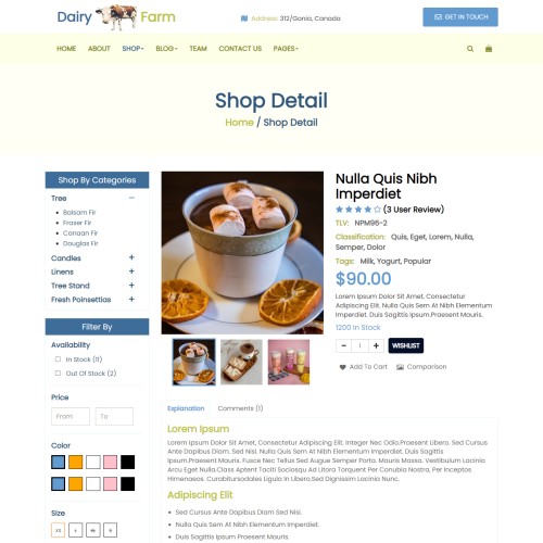Cow milk product details html with slider