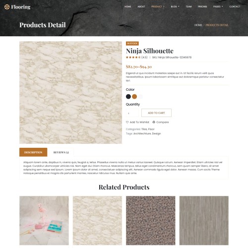 Tile details and price responsive page