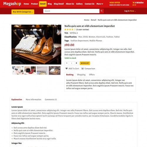 Online Shopping Details Page