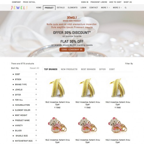 jewelry eCommerce website templates free download Product Page