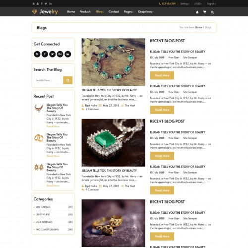 Jewelry blog page template