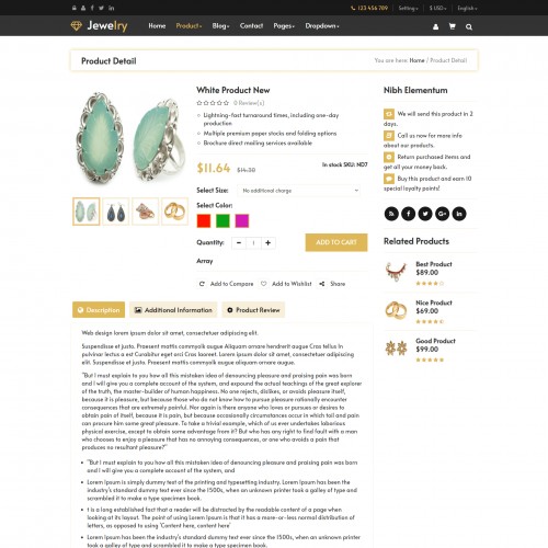 Jewelry product details page html