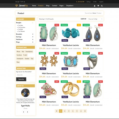 Responsive jewelry products listing template html