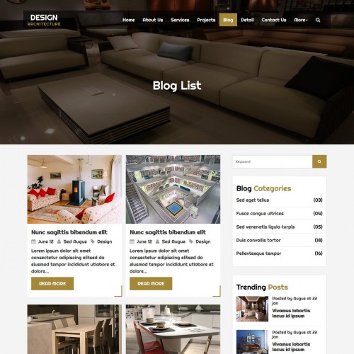 Responsive template architect blogs page
