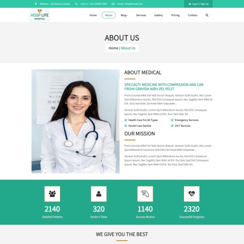 Hospital doctors details web page