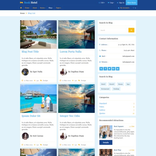 Hotel blogs listing page html