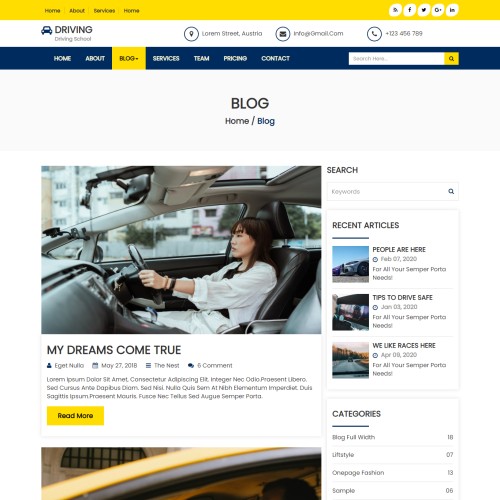 Driving blogs list page responsive html