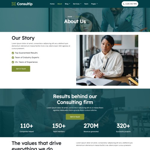Consultancy company template about us page