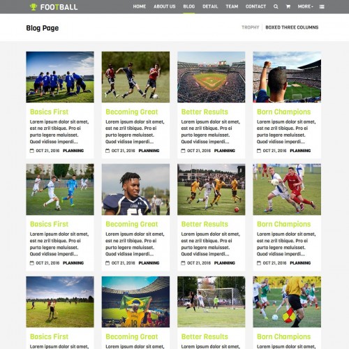 Bootstrap designed template football blogs