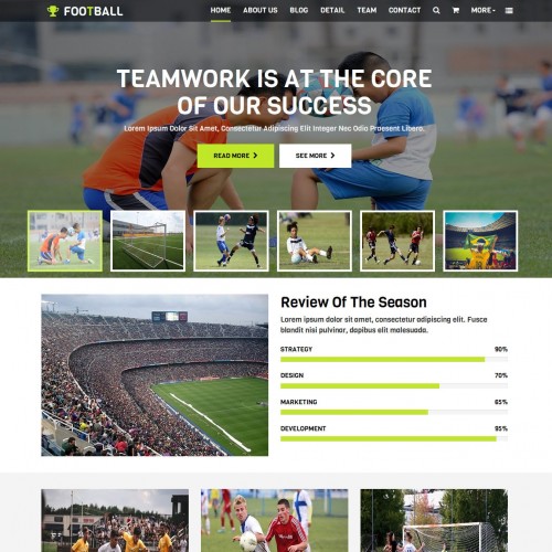 Football league website template home page design