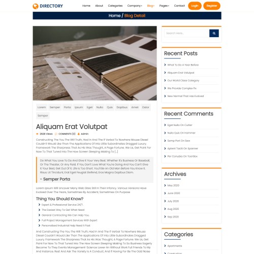 Directory website template blog detail page design