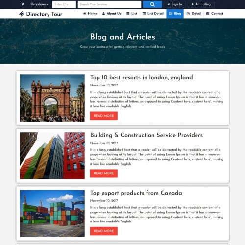 Directory template blogs page html