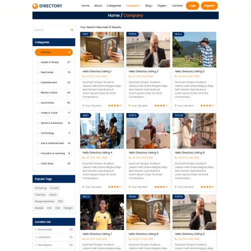 Business directory website template free