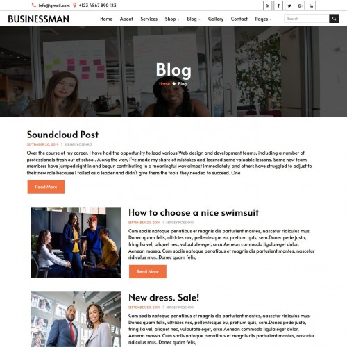Businessman blogs page designed in bootstrap