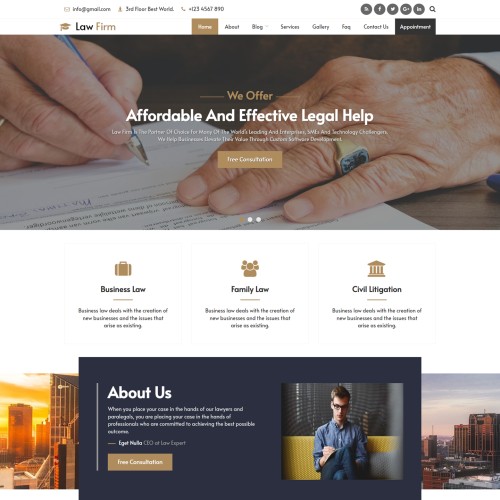 Law firm website template home page