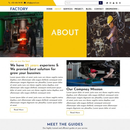 Industrial template about us page