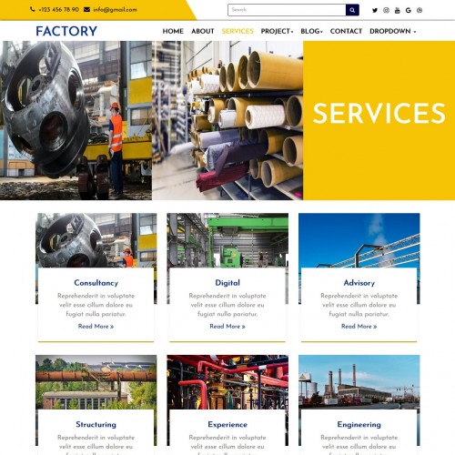 Factory html template services page
