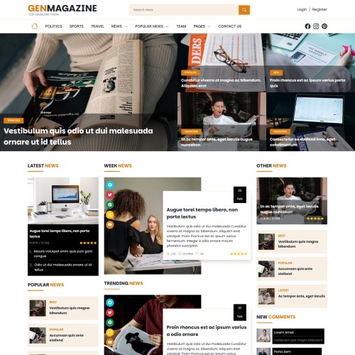 News Magazine Website template home page