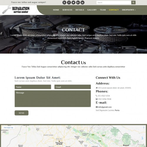 Automotive repair website contact us page