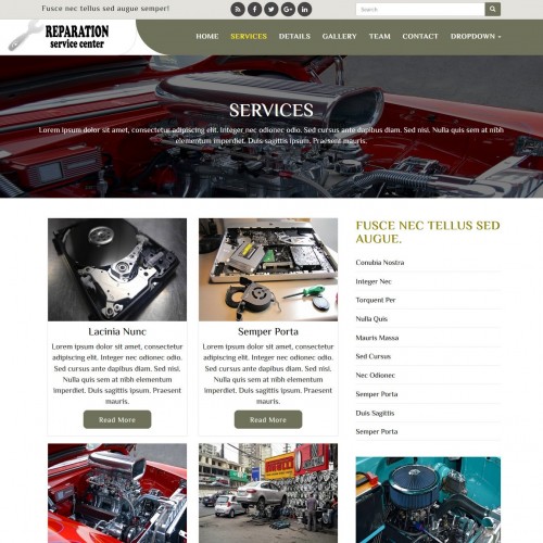 Auto repair shop template services page