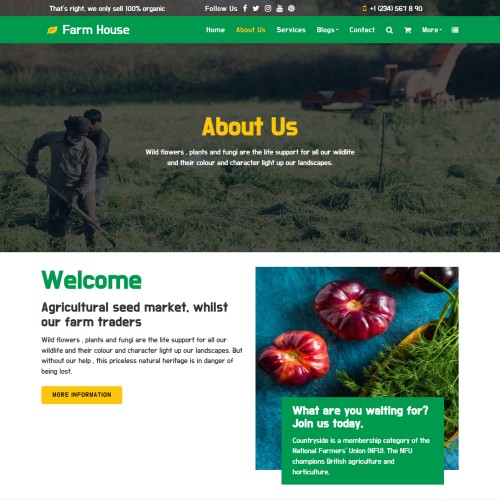 bootstrap farm template about us html