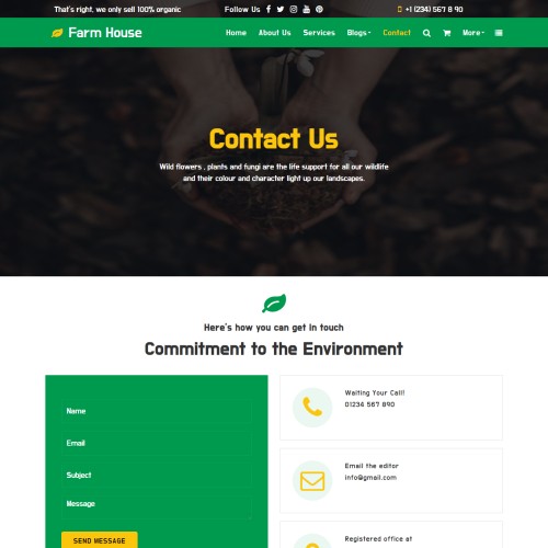 Html agriculture farm contact page