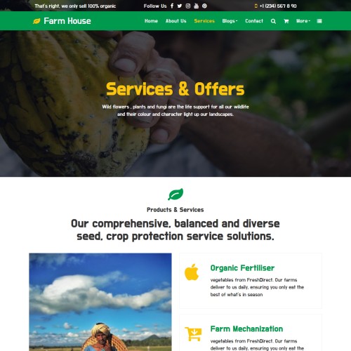 Farm services and offers page html