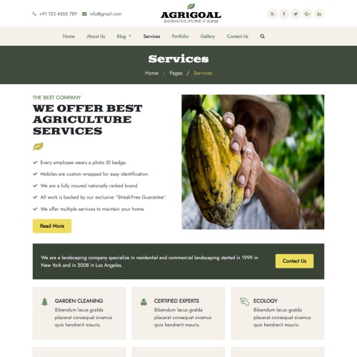Free agriculture theme services page