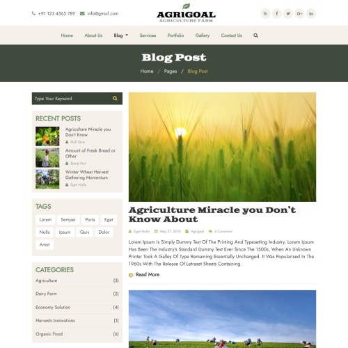 Responsive farming blogs listing