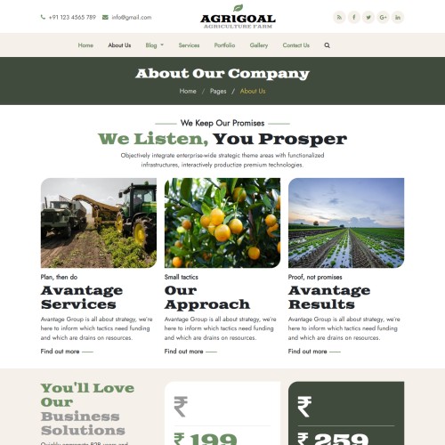 Farming business about us page