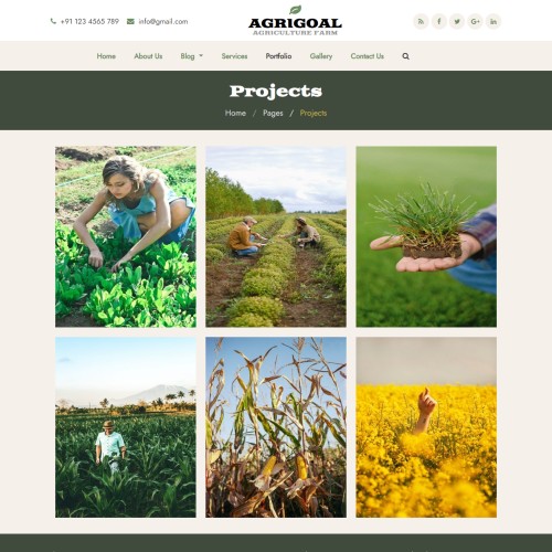 Farming team portfolio page html design