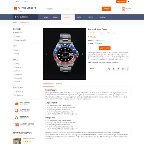Mega mall product details in html