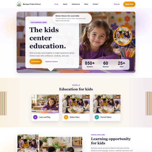 Bachpan School responsive HTML template home page design for education websites