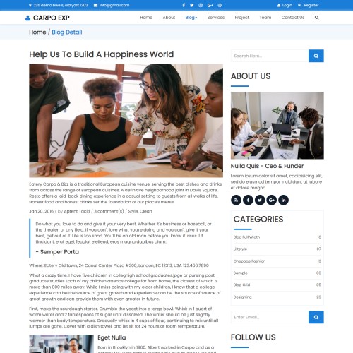 Corporate business template blog details page design