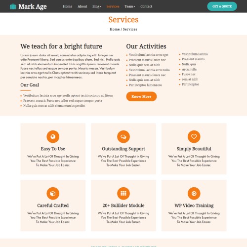 Responsive page to show business services