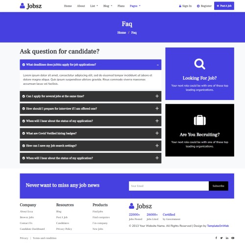 Job seeker user faqs responsive html