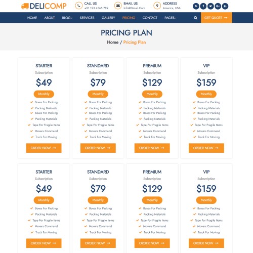 Html page to show company services pricing