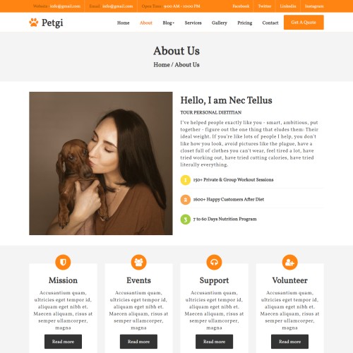 About pet business page html