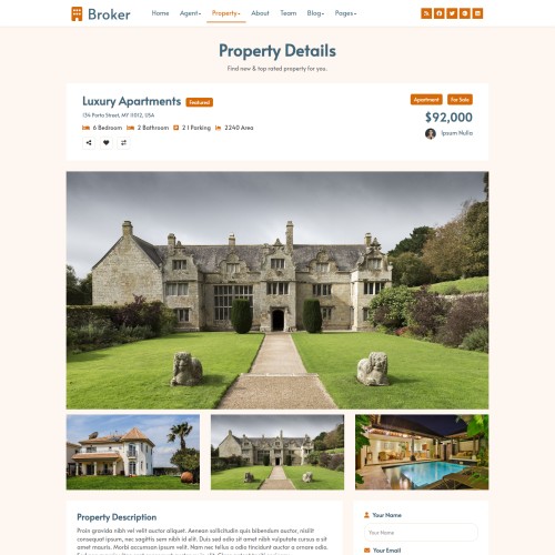 Property detail page html design free