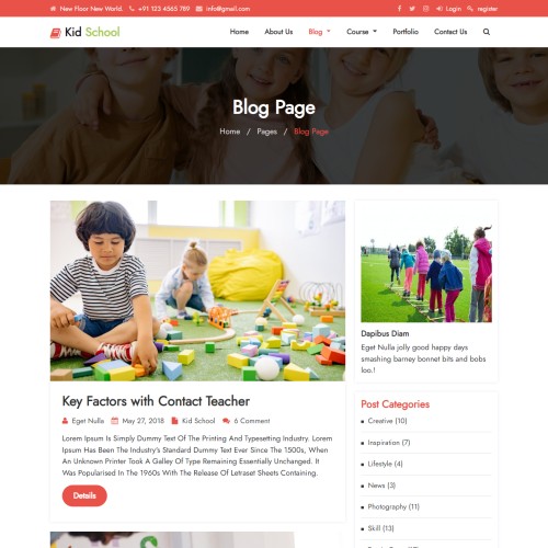 Primary school education blogs responsive page