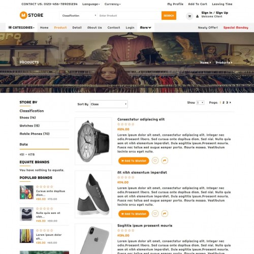 Products listing responsive page