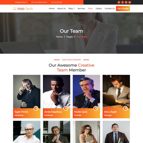 Team page for software development company
