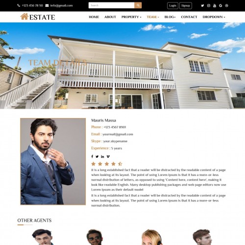 Bootstrap property team detail page