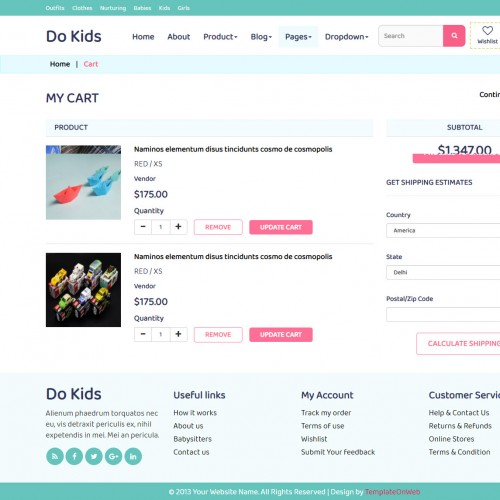 shopping web page in html